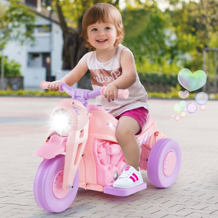 6V Kids Electric Ride on Motorcycle with Bubble Maker and Music - 32"x 14" x 17"