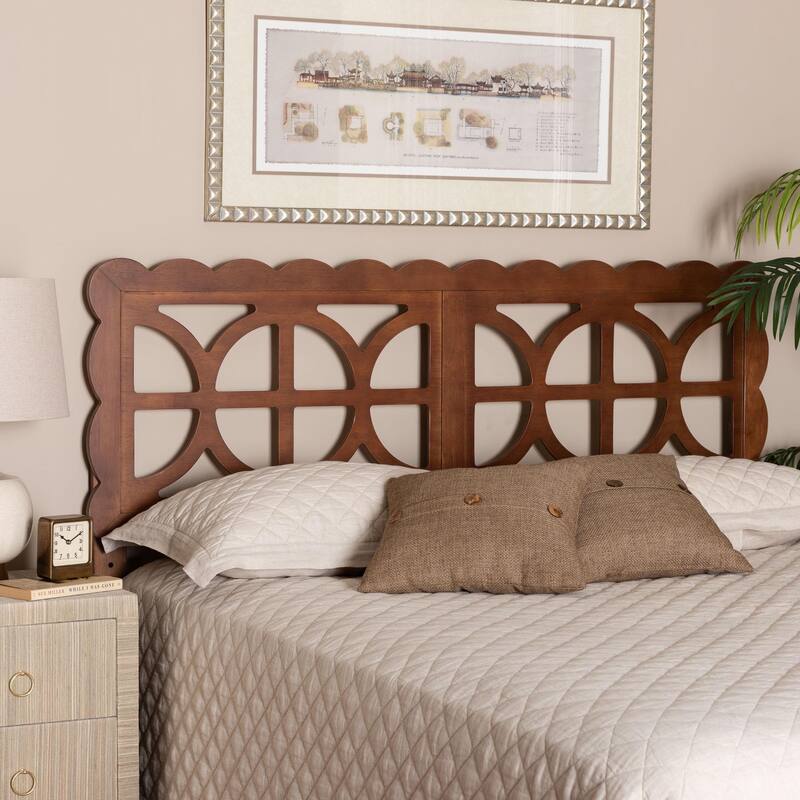 Nansen Wood Headboard with Scalloped Frame - Geometric Cutout Decorative Panel for Bed Frame, Modern Coastal Bedroom Accent