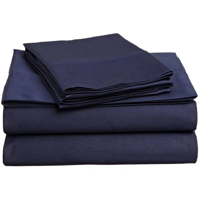 Superior Egyptian Cotton Solid Sheet or Pillow Case Set - King - Navy Blue