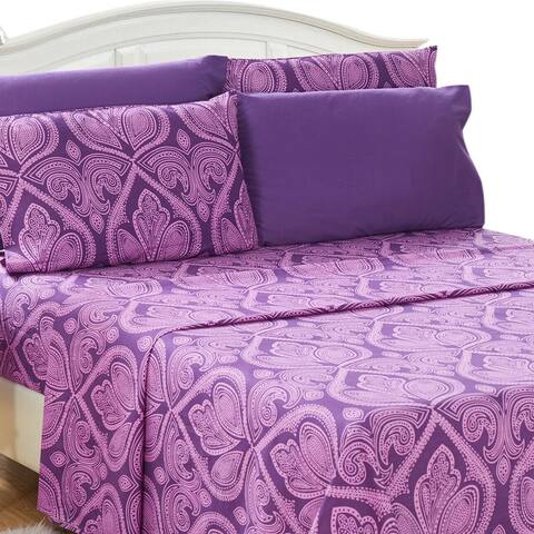 6 Piece Bed Deep Pocket Egyptian Comfort 1800 Sheet Set Full Purple