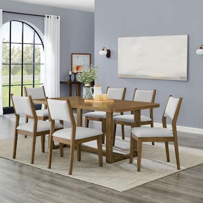 Darla 7Pc 72"W Rectangular Walnut Oak Finish Sled Dining Set