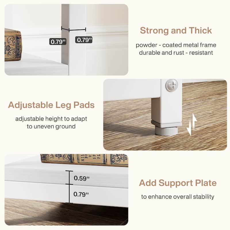 Bookshelf Industrial 5 Tier Etagere Bookcase, Freestanding Tall Bookshelves