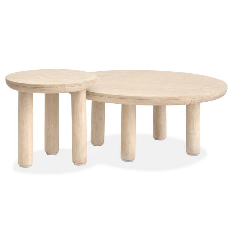 Salt Life Home Sunset Cove Sanibel Brown Nesting Cocktail Table with Casters - 38''W x 38''D x 16''H