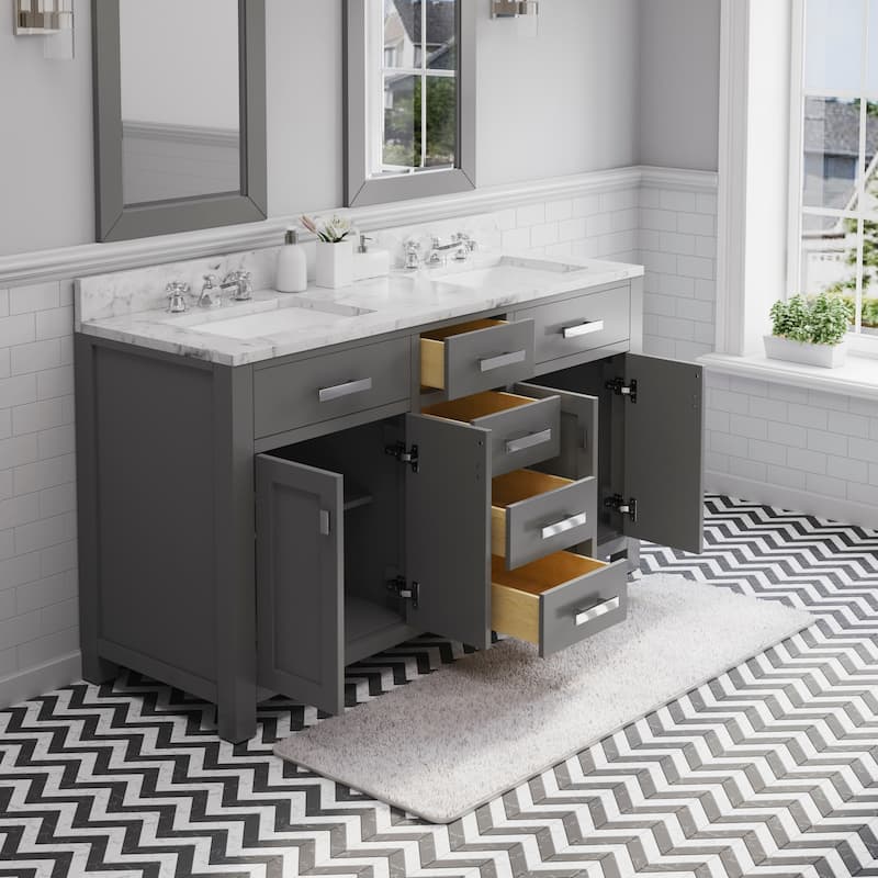 Water Creation Madison 60-inch Cashmere Grey Double Sink Bathroom Vanity
