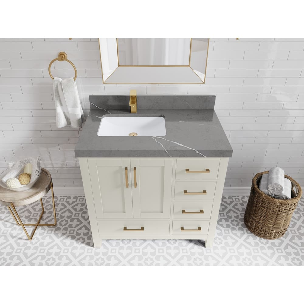 Willow Collections 36 in. W x 22 in. D Malibu Left Offset Sink Bathroom Vanity with Countertop
