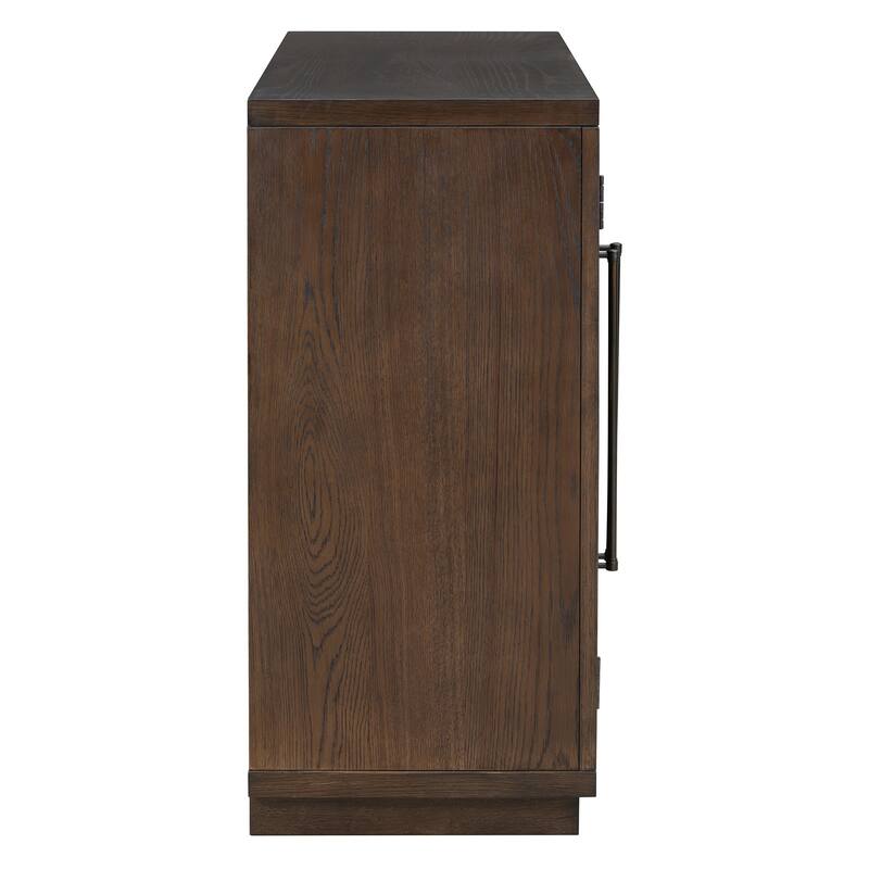 4-Door Large Storage Sideboard Buffet Cabinet with Glass Doors, Arched Cabinet with Adjustable Shelves for Kitchen, Dining Room