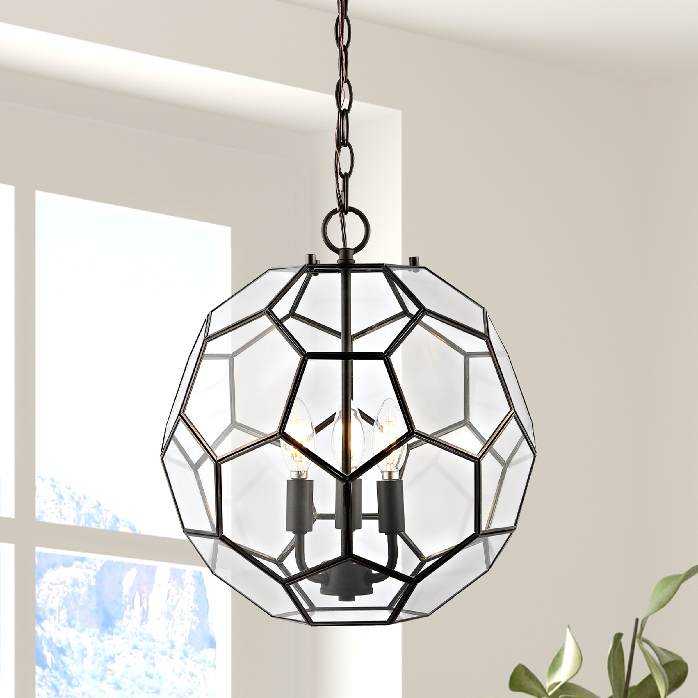 Hexagon glass pendant light on sale