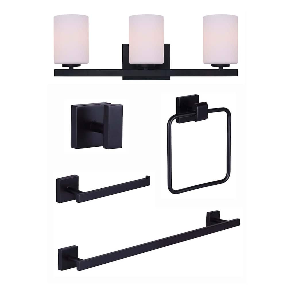 Canarm R5JAE JAE 3 Light 24" Wide Vanity Light with Robe Hook, Toilet