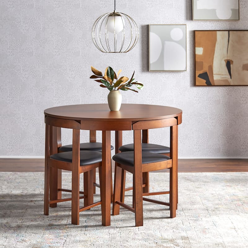Harrisburg Tobey 5-piece Compact Round Dining Set - Walnut