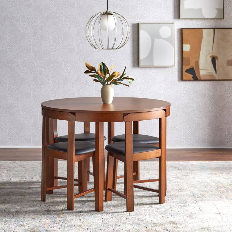 Harrisburg Tobey 5-piece Compact Round Dining Set - Walnut