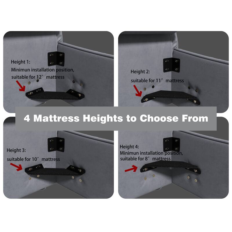 Queen Size Upholstered Platform Bed with Velvet Headboard, Metal & Solid Wood Frame, Black