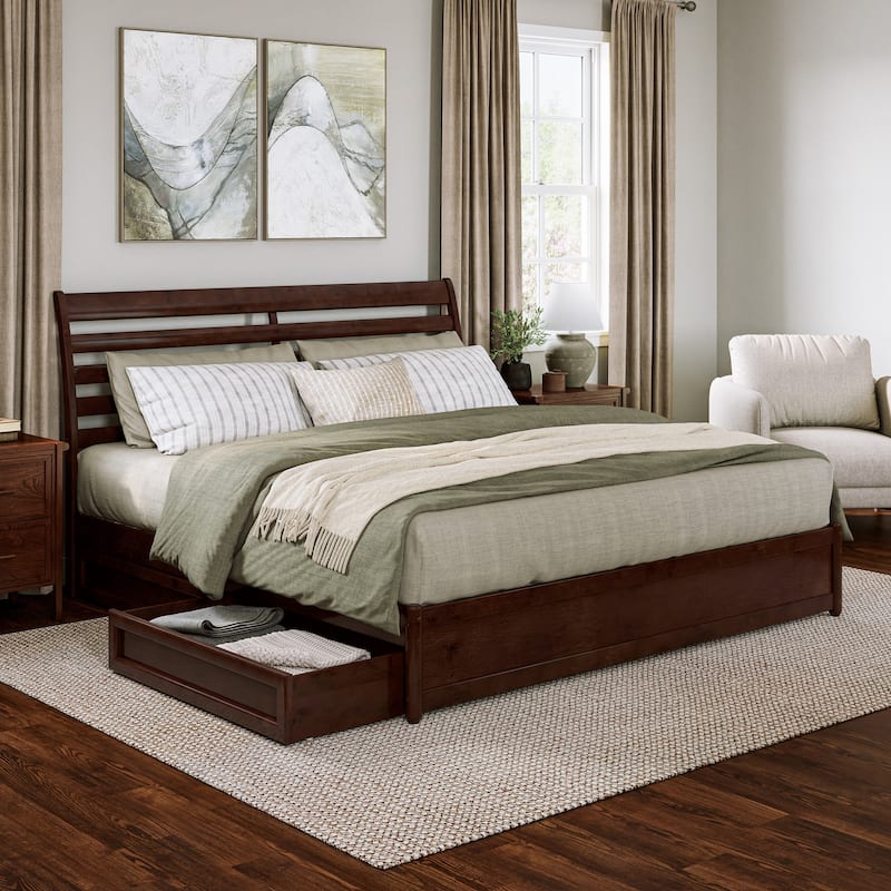 Emelie Platform Bed with Panel Footboard and Storage Drawers
