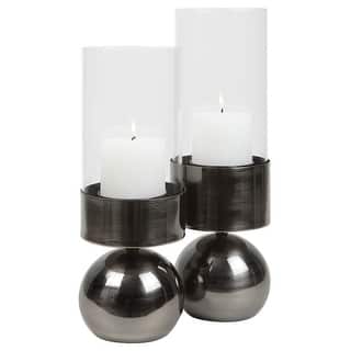Uttermost Tilston Gunmetal Candleholders, Set/2 - 4.75"x4.75"x15.5"