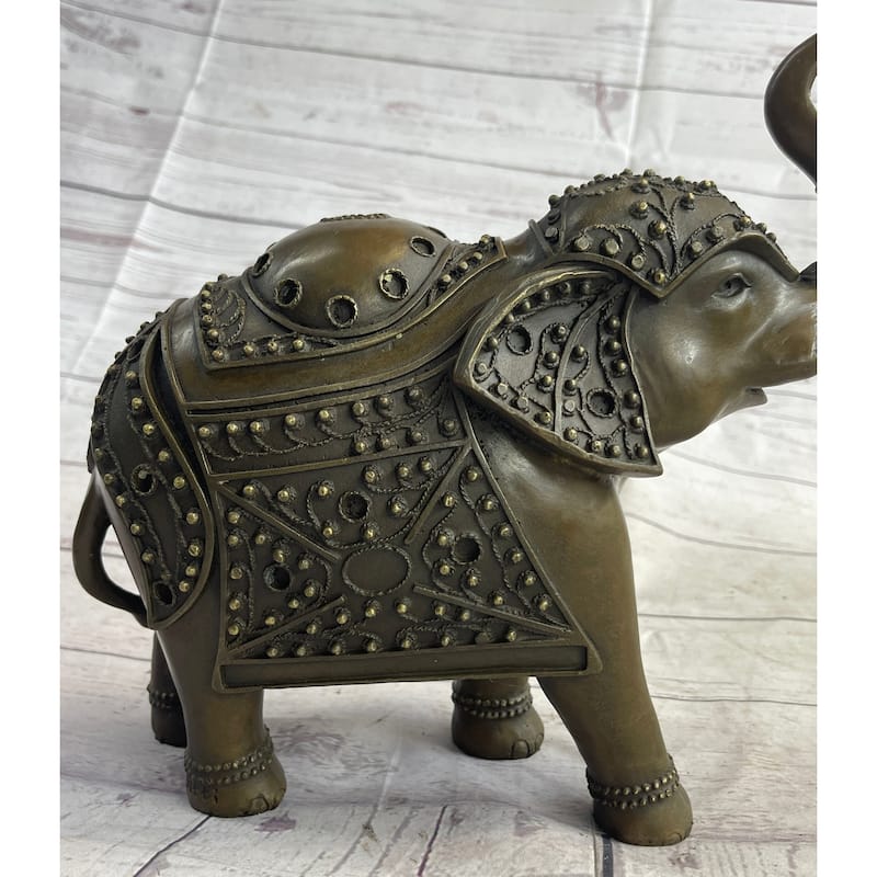 Signed Laughing Imitative Elephant Symbol Of Luck Bronze Sculpture Statue Artwork