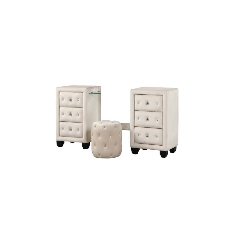 Encore King / Queen 4PC / 5PCS Vanity Bedroom Set in Beige / Black / Gray