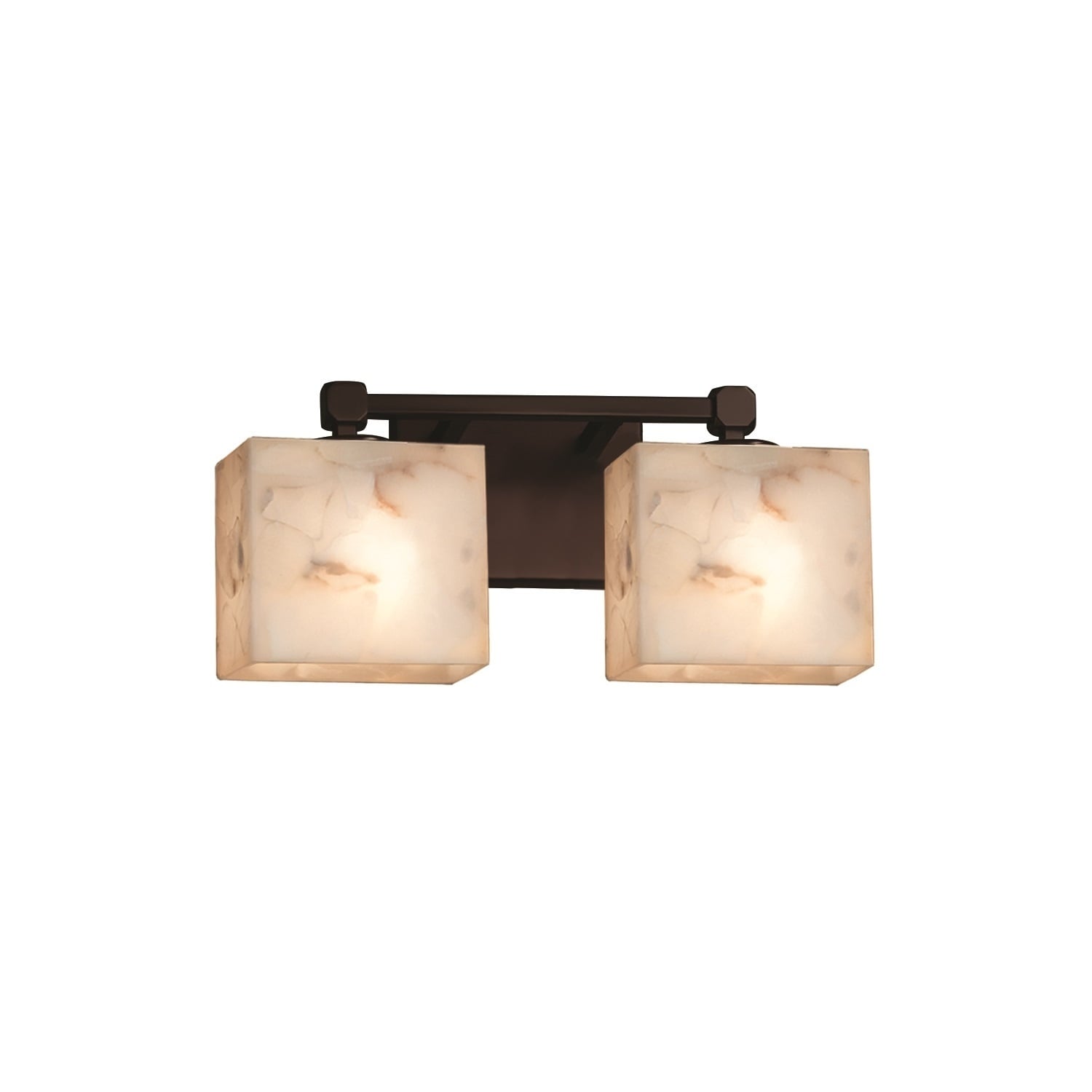 Justice Design Alabaster Rocks Tetra 2-light Dark Bronze Bath Bar, Rectangle Shade
