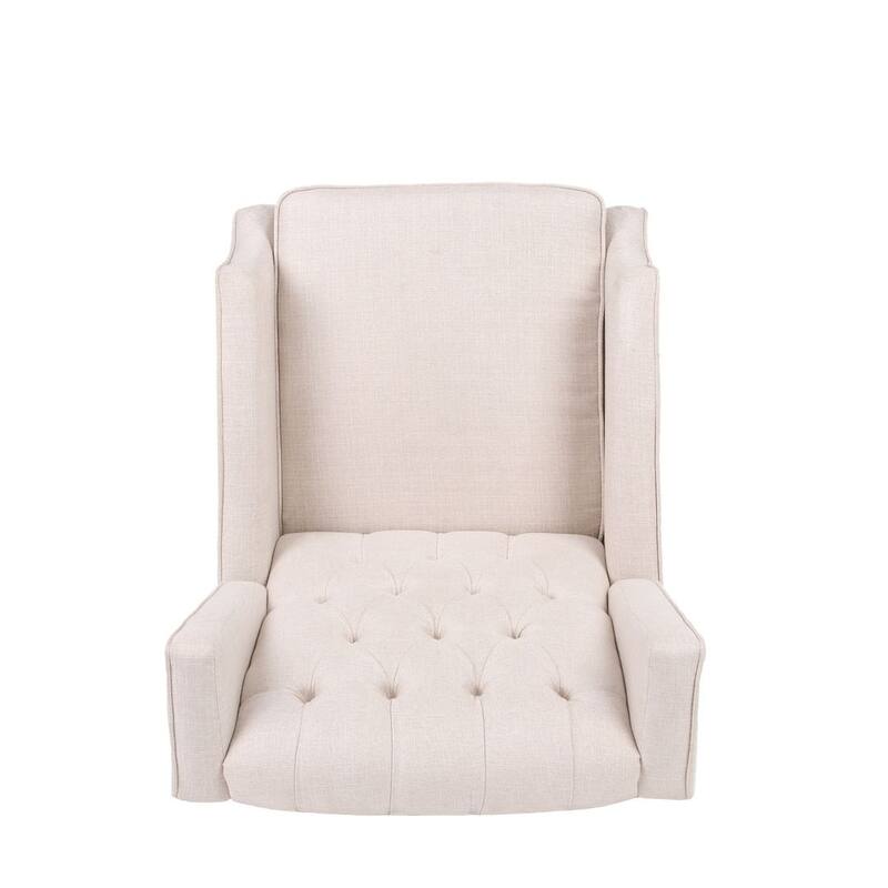Modern Fabric Recliner with Wingback Design and Tufted Upholstery by Christopher Knight Home