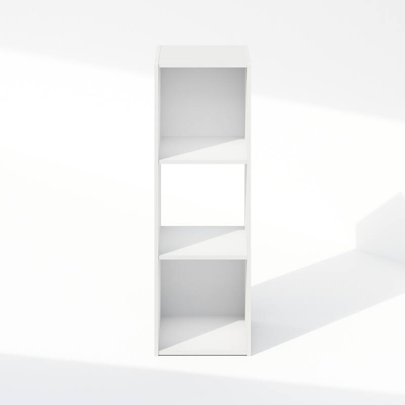 35.4 in. Tall White Wood 3-Shelf Bookcase