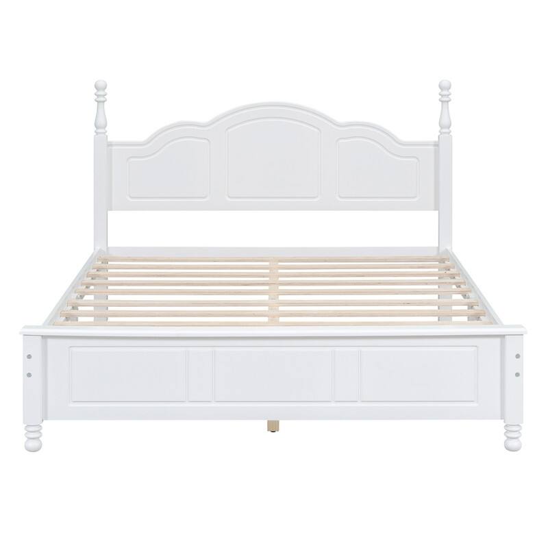 2/3/4-Pc Bedroom Sets Twin/Queen White Platform Bed w/LED/Nightstands/Ottoman/Headboard - Sherpa/High Gloss/Retro/Wood/Acrylic