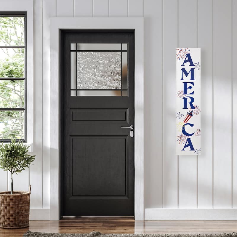 Patriotic "America" Fireworks Wooden Wall Sign - 36"