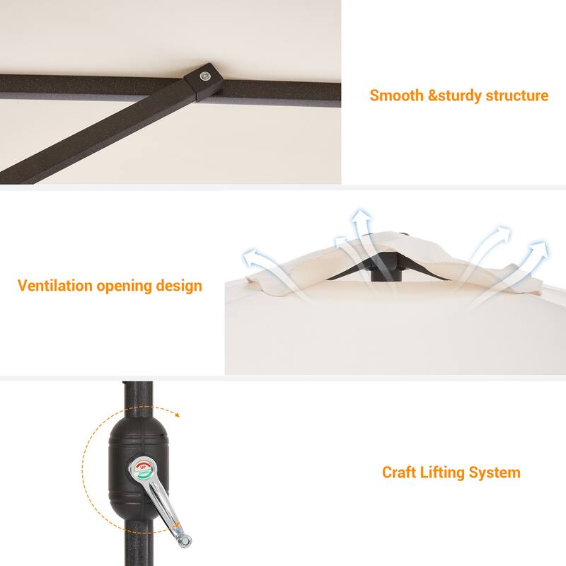 BONOSUKI Patio Rectangular Market Umbrella with Tilt and Crank