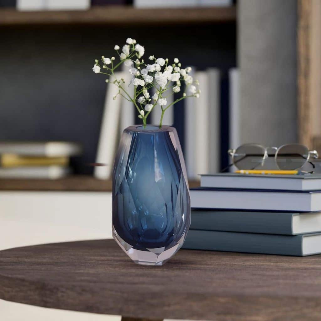 Cut Glass Vase in Blue