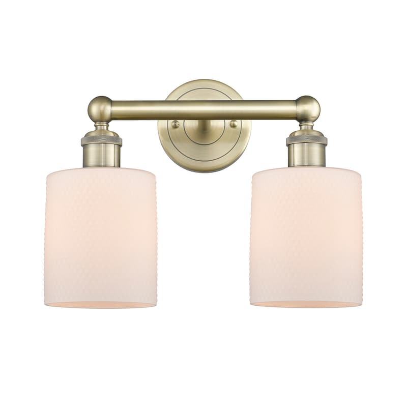 Innovations Lighting 616-2W-12-14 Cobbleskill Vanity Cobbleskill 2 - Antique Brass / Matte White