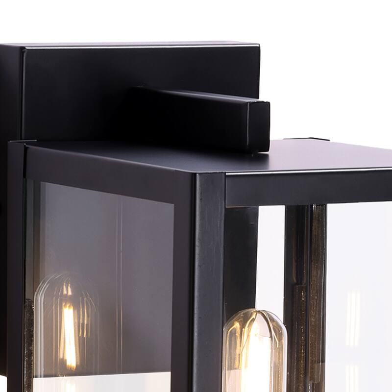 4 Pack Black Outdoor Lighting Wall Sconce with Clear Glass