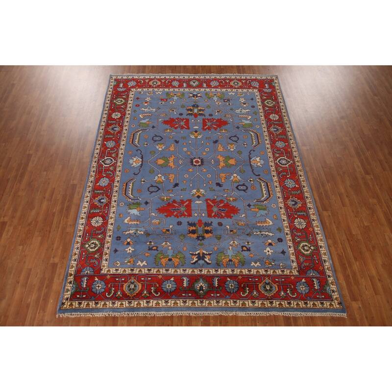 Blue Heriz Serapi Area Rug Hand-Knotted Wool Carpet - 8'9"x 11'11"
