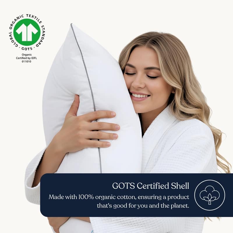 Delara GOTS Certified 100% Organic Cotton Pillow Protector Pack of 2, 300 Thread Count, Long Staple Cotton, Ultra Soft & Smooth