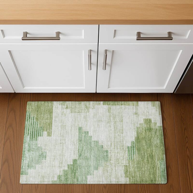 Premium Washable Super Soft Geo Global Mayfield Rug - 1'8" x 2'6" - Sage