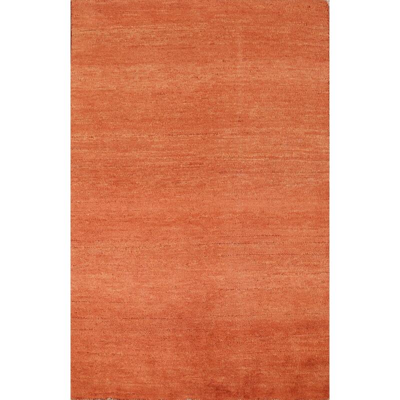 Orange Gabbeh Oriental Foyer Rug Contemporary Handmade Wool Carpet - 3'3"x 4'10"
