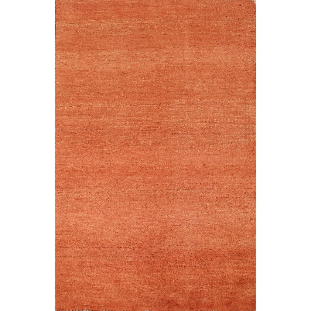Orange Gabbeh Oriental Foyer Rug Contemporary Handmade Wool Carpet - 3'3"x 4'10"
