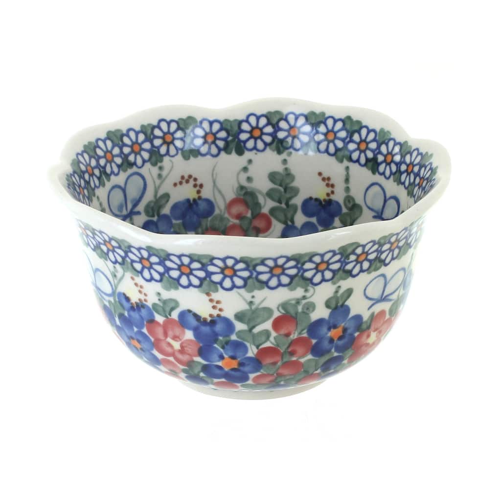 Blue Rose Polish Pottery 515 Vena Small Deep Scallop Bowl