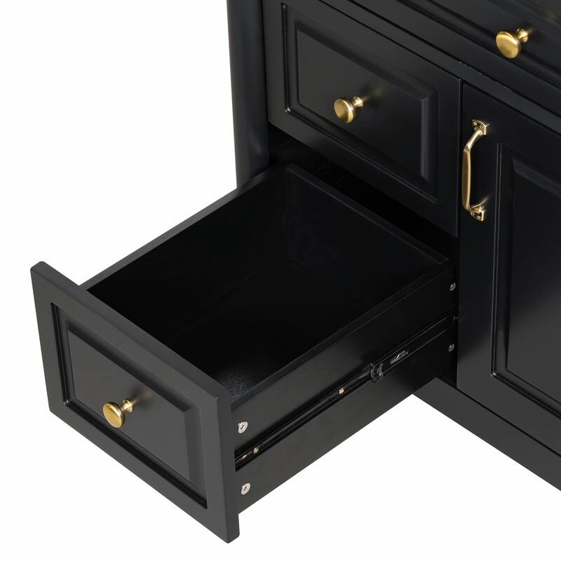 36" Bathroom Vanity with Sink, Freestanding Bathroom Cabinet with Ceramic Basin, Flip Drawer