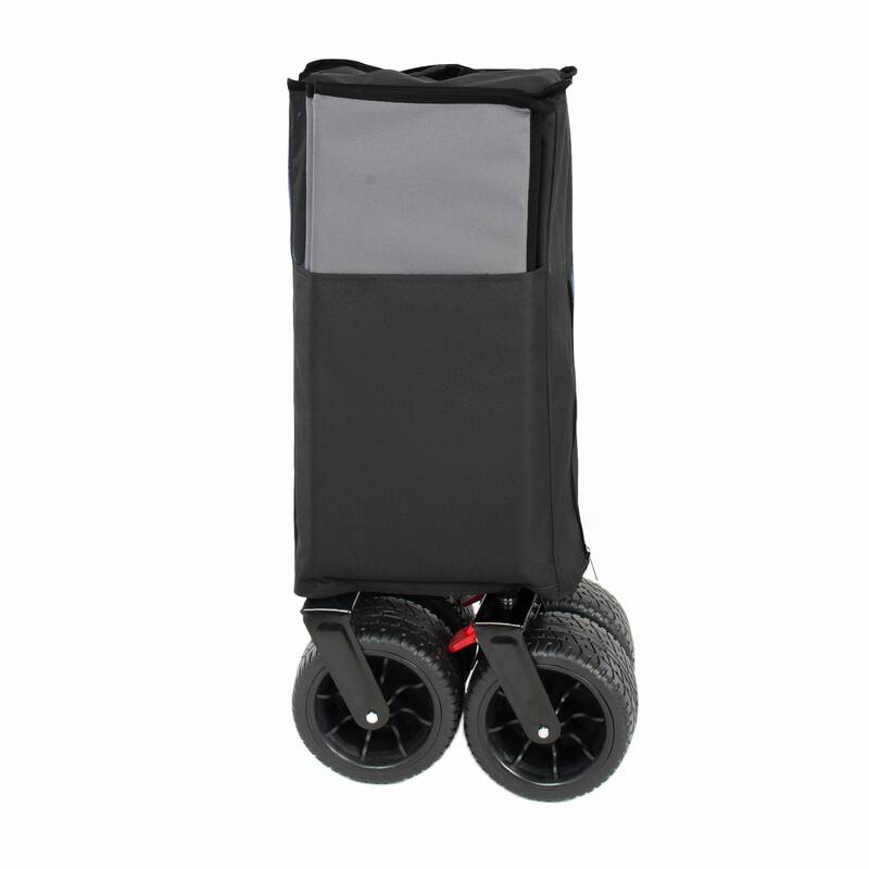 Multi-Functional Push-Pull Folding Wagon Cart with Rotating Handle & Canopy,7"x4"All-Terrain Wheels & Brakes,300L Large Capacity