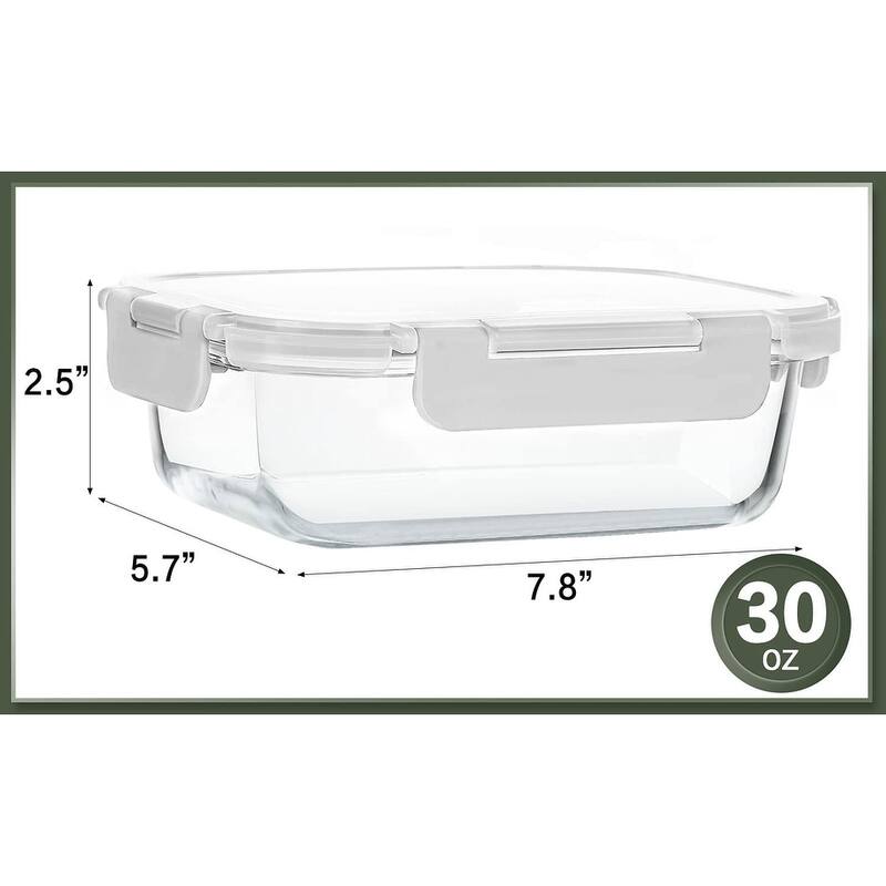 10 Packs 30 oz Glass Meal Prep Containers,Glass Food Storage Containers with Lids,Airtight Glass Lunch Bento Boxes,BPA Free