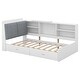 preview thumbnail 5 of 7, Twin Size Platform Bed with Storage Headboard, Pine Wooden Bed with Shelves, Storage Bed with 2 Drawers, Modern White