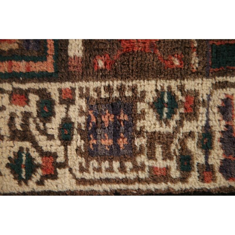 Orange Ardebil Persian Vintage Runner Rug Handmade Tribal Wool Carpet - 3'2"x 10'3"