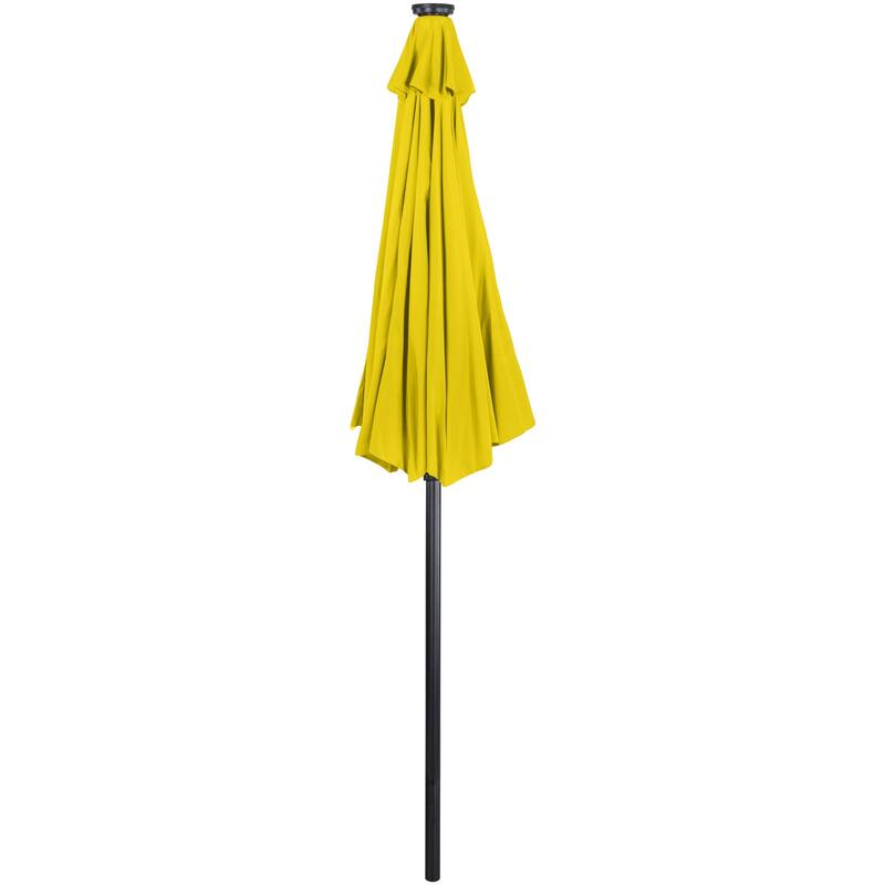 9ft Solar Lighted Outdoor Patio Market Umbrella with Hand Crank and Tilt