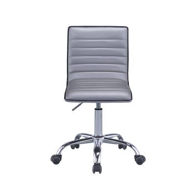 Upholstered Office Chair in Silver PU and Chrome Finish