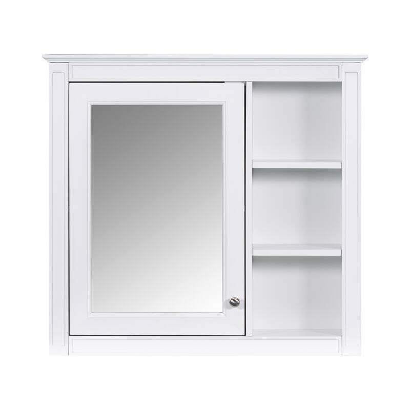 30'' x 28'' Wall Mounted Bathroom Storage Cabinet, Modern Bathroom Wall Cabinet with Mirror,Mirror Cabinet with 3 Open Shelves