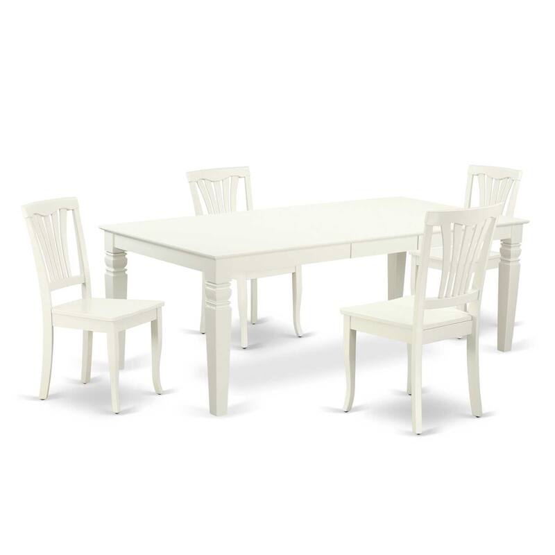Rustic Dining Set 5pc Rectangular Table w/ Leaf & 4 Chairs - 66/84 Inch