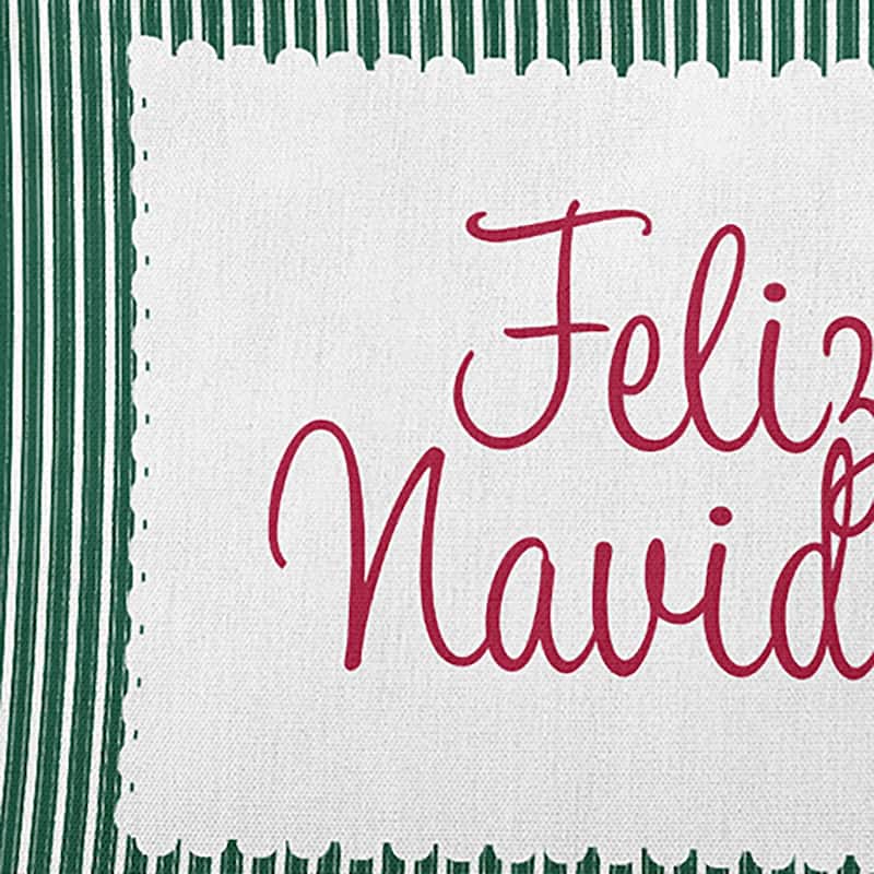 Feliz Navidad Ticking Christmas Accent Pillow