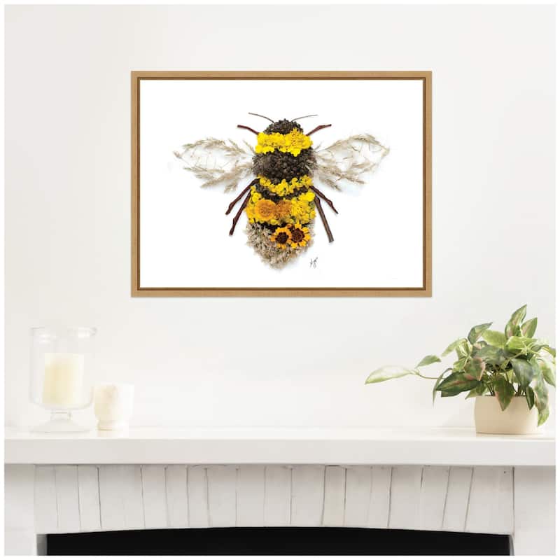 Kate and Laurel Bumble Bee by Madeline Jeppesen Framed Canvas Wall Art Print