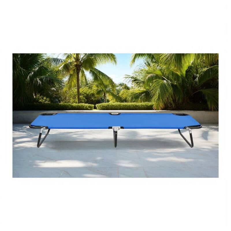 Zena Outdoor Foldable Sun Chaise Lounger 75inch, Steel, Blue Polyester