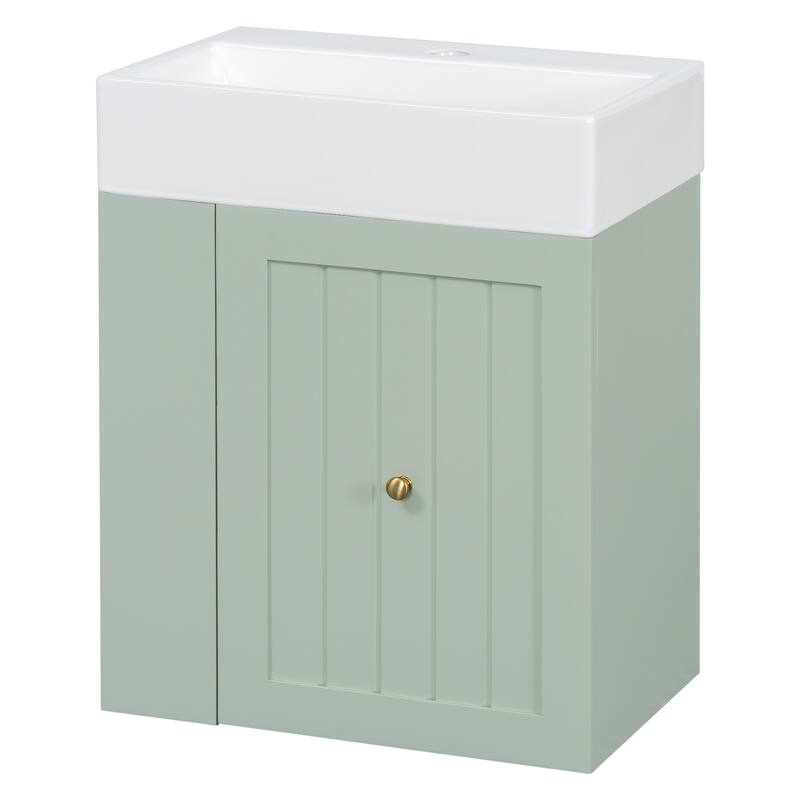 GDF Studio - Lizzar Modern 20-Inch Bathroom Vanity with Ceramic and Side Shelf