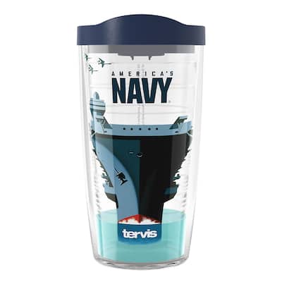 Tervis Navy Carrier Made in USA Double Walled Insulated Travel Tumbler, Classic - 16oz