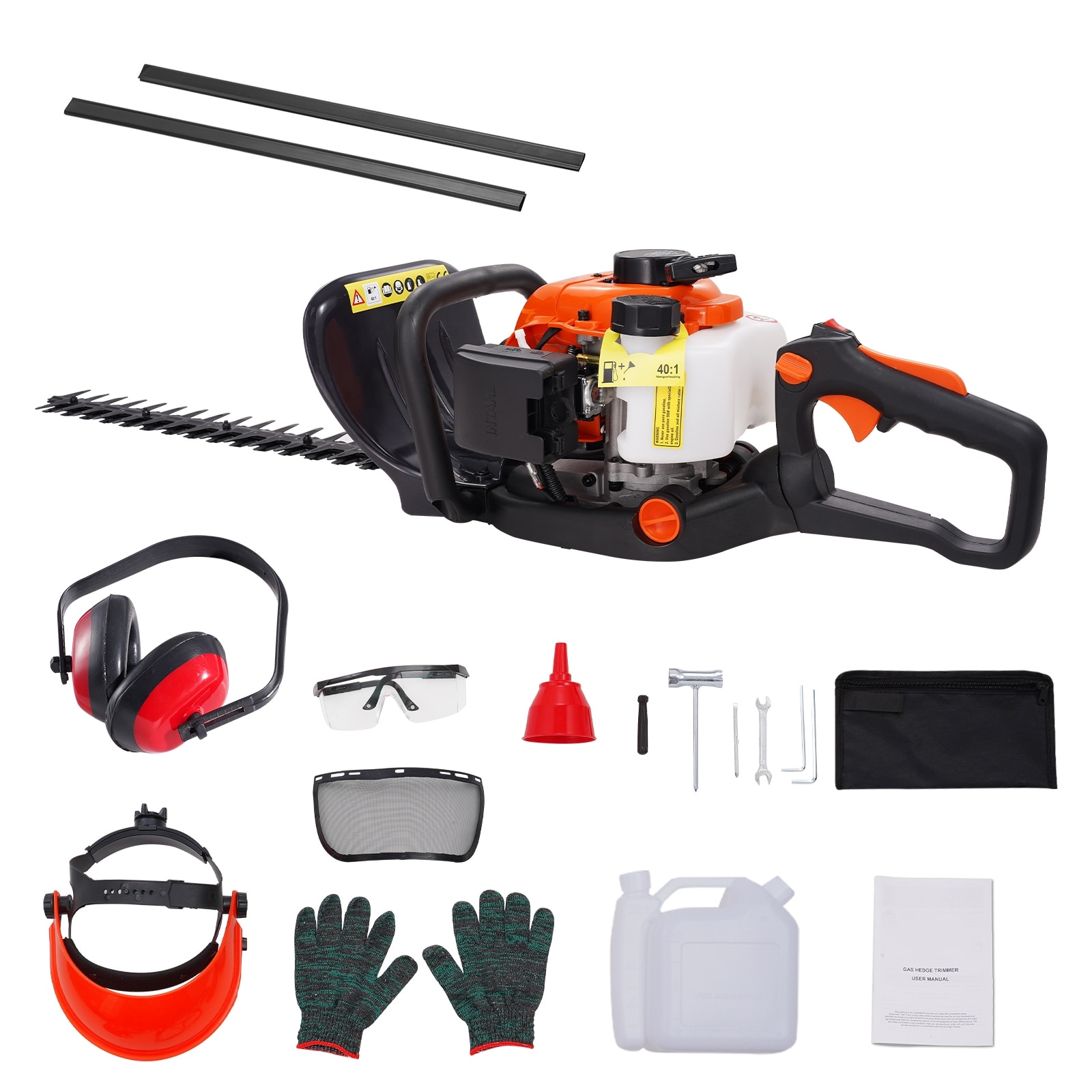 Gas Hedge Trimmer, Gas Powered Handheld Hedge Trimmer with Dual Sided Dual Action Blade