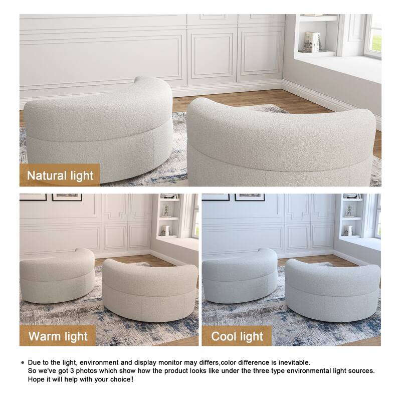 Chenille Half Moon Storage Ottoman(Set of 2)